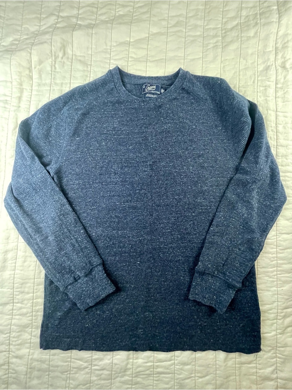 Grayers Men's Navy Crewneck Waffle Knit Thermal Layering Shirt Large